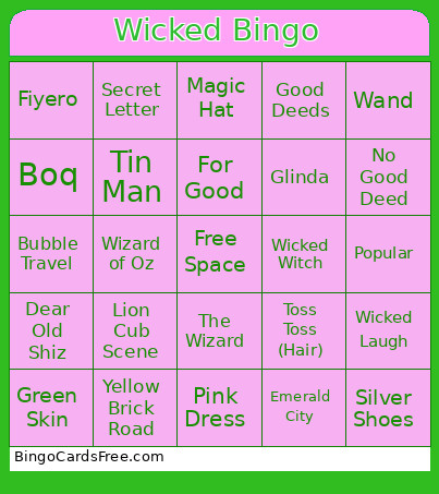Wicked Bingo Card