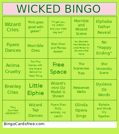 Wicked Bingo Card