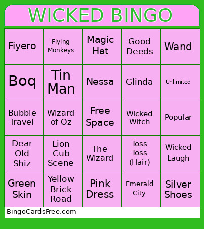 WICKED Bingo Card