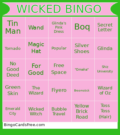 WICKED Bingo Card