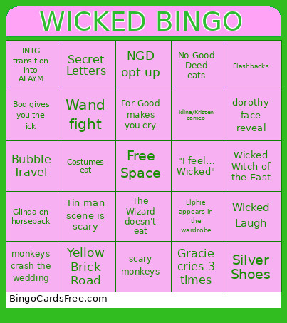 WICKED Bingo Card 5