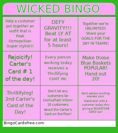 WICKED Bingo Card