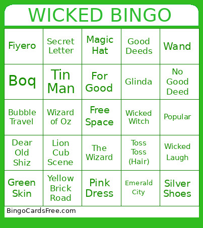 Wicked Bingo Card 4