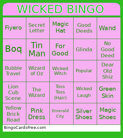 WICKED Bingo Card