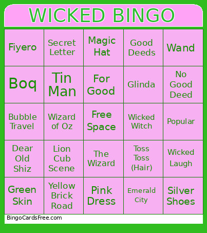 WICKED Bingo Card