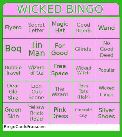 Wicked Bingo Card