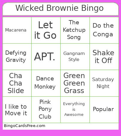 Wicked Brownie Bingo Card