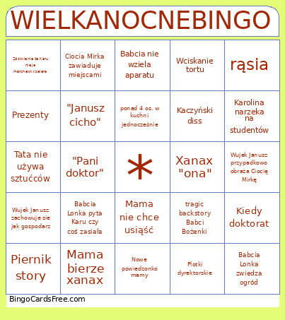 WIELKANOCNE Bingo Card