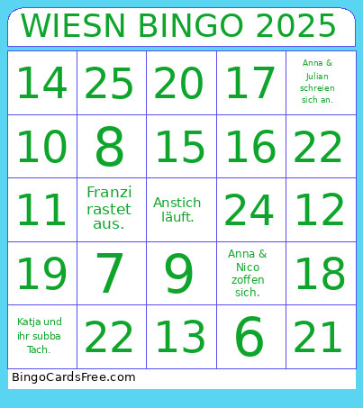 WIESN 2025 Bingo Card 2
