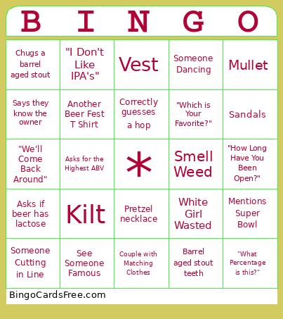 WIF BINGO Cards Free Pdf Printable Game, Title: BINGO