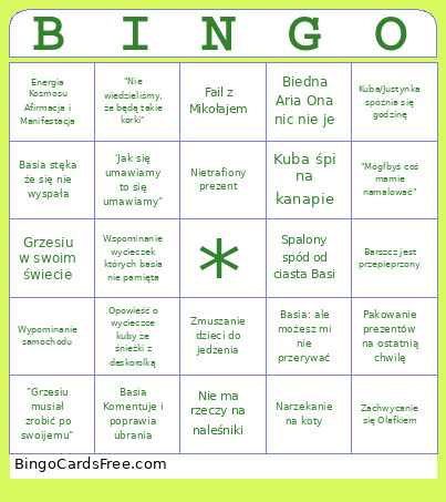 Wigilia 2025 Bingo Card