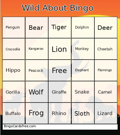 Wild About Bingo Card