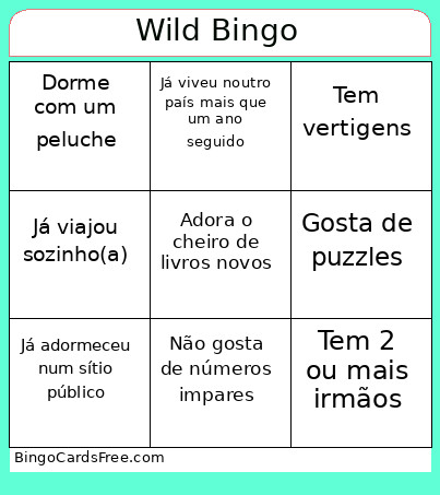 Wild Bingo Card