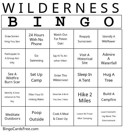 Wilderness Bingo