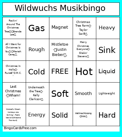 Wildwuchs Musik Bingo Card