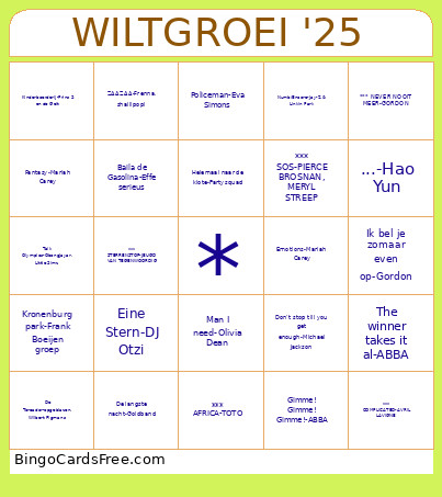 WILTGROEI '25 Bingo Card