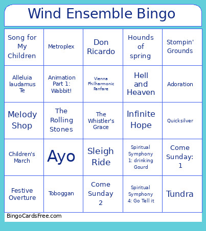 Wind Ensemble Bingo Card