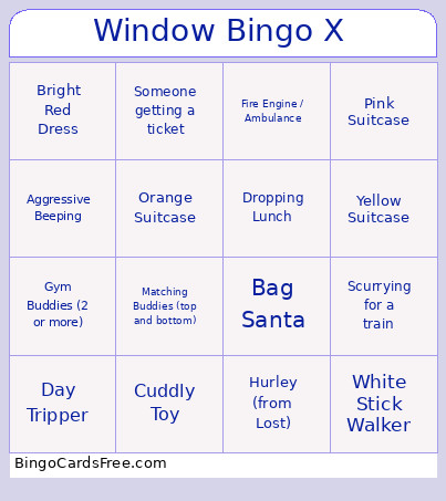 Window X Bingo Card