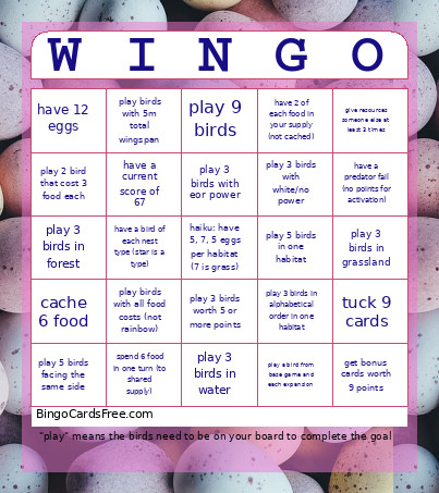 Wingspan Bingo Card 2