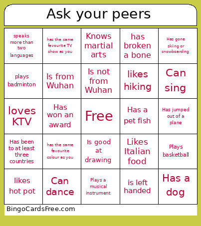 Wink Murder Bingo Card