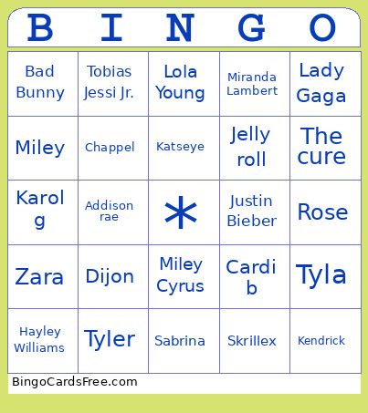 Winners Grammys Bingo Card