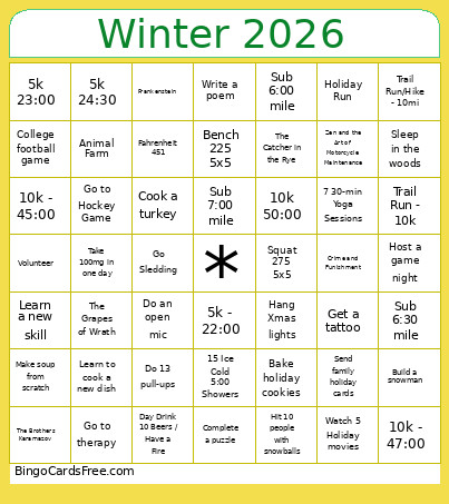 Winter 2026 Bingo Card