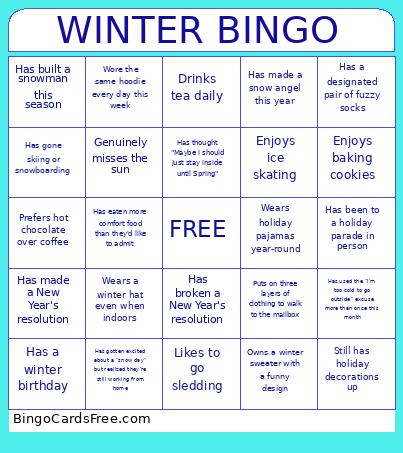 Winter Bingo Card