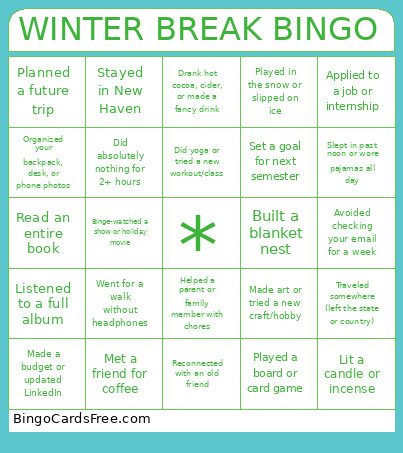 WINTER BREAK Bingo Card