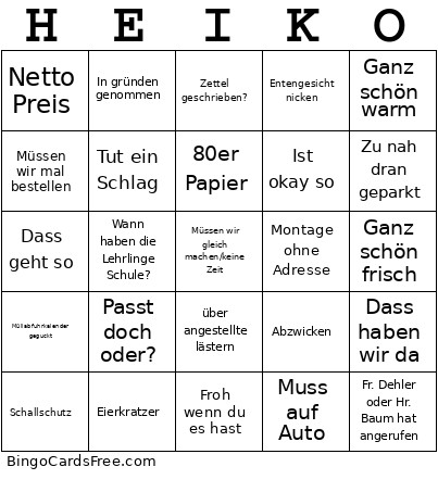 Winter Edition Bingo Card