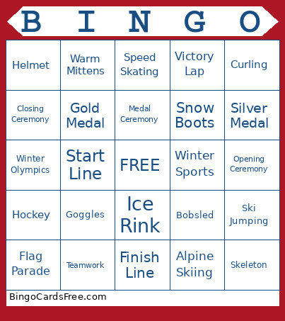 Winter Olympics Bingo Card