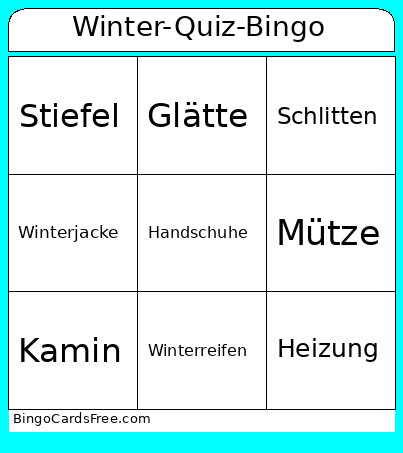 Winter-Quiz- Bingo Card