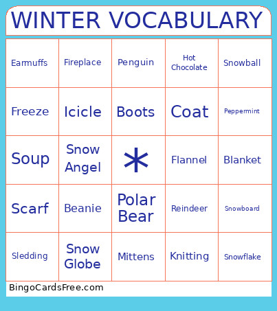 WINTER VOCABULARY Bingo Card