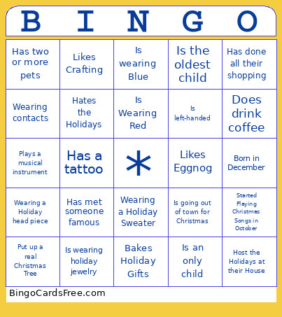 Winter Wonderland Bingo Card