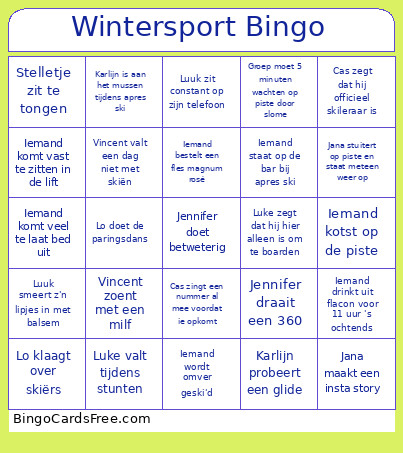 Wintersport Bingo Card