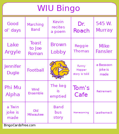 WIU Bingo Card