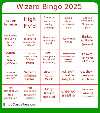 Wizard 2025 Bingo Card