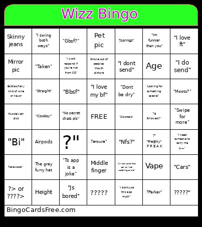 Wizz Bingo Card