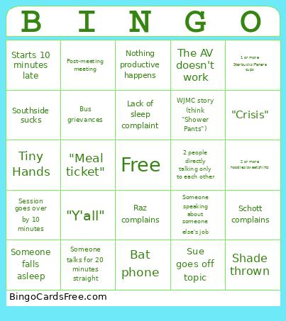 WJMC training Bingo
