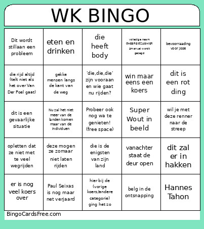 WK Bingo Card 2