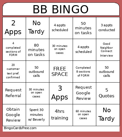 Wkly Games Bingo Card