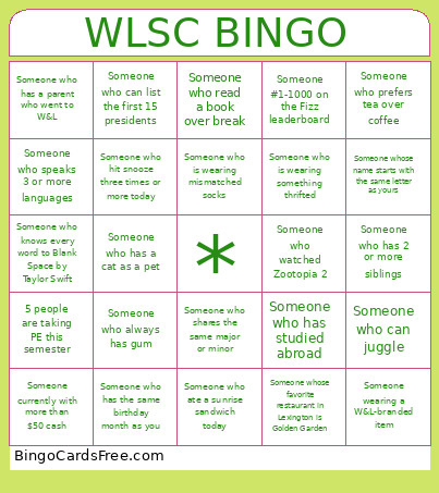 WLSC Bingo Card