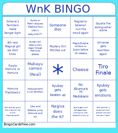 WnK Bingo Card