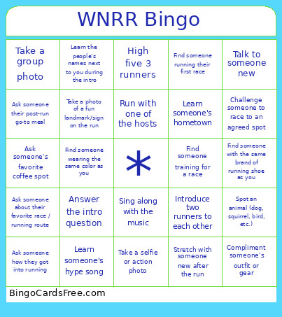 WNRR Bingo Card