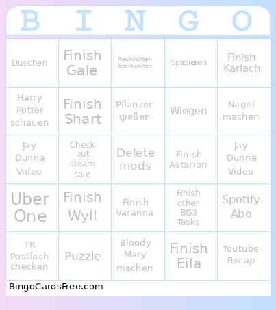 Woche 1 Bingo Card