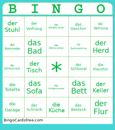 Wohnen Bingo Card