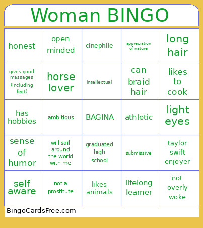 Woman Bingo Card