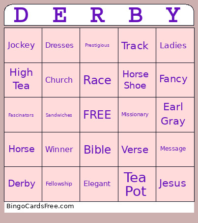 Woman's Tea 2026-Horse Derby Bingo Card