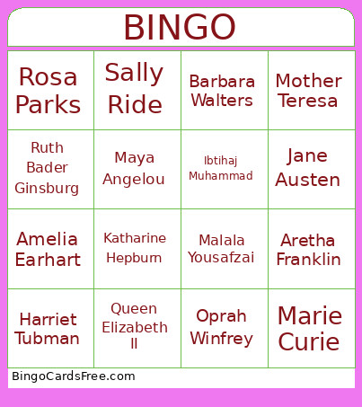 Women@ Bingo Card