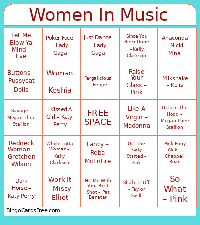 Women In Music Bingo Card