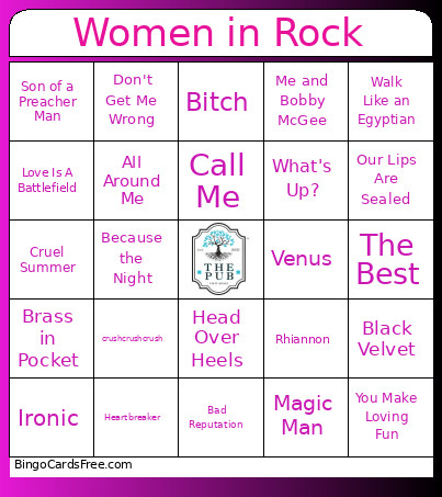 Women In Rock Bingo Card